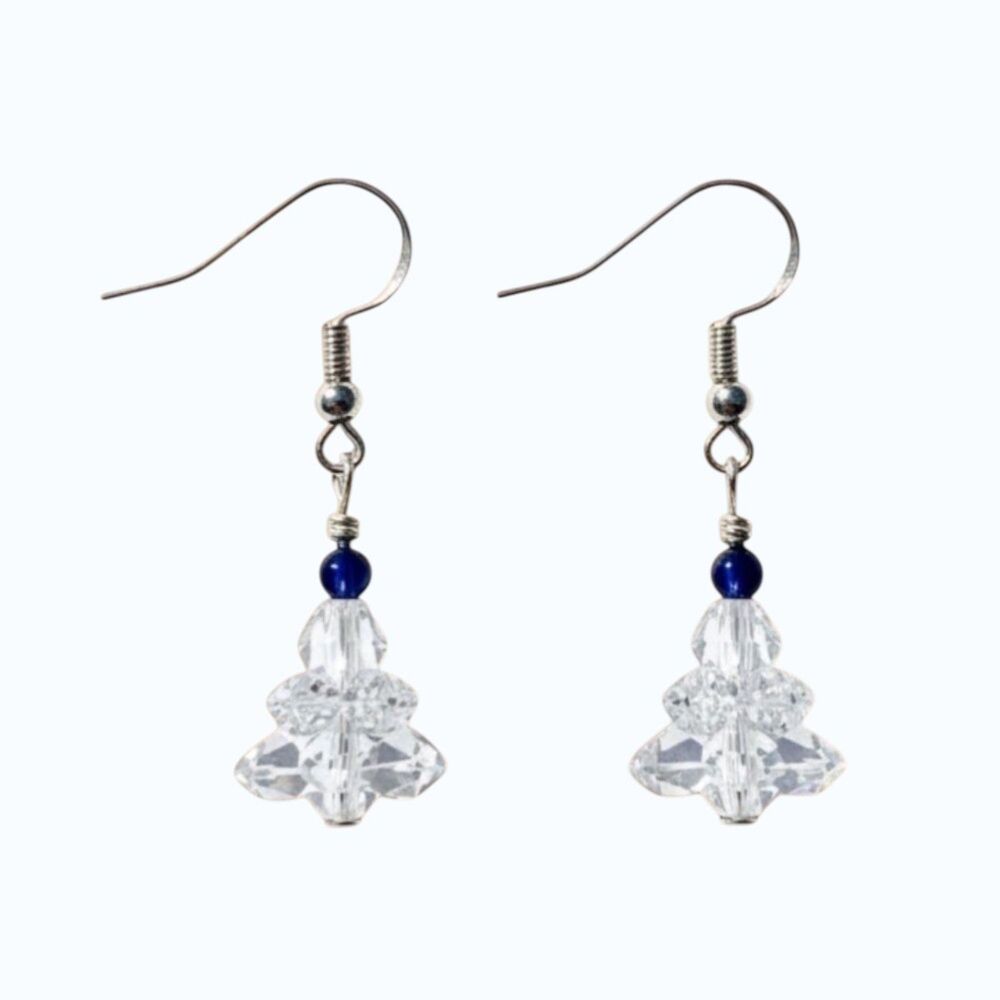 Indio Jewelry Glass Flowers Lapis Lazuli Stones Earrings #122